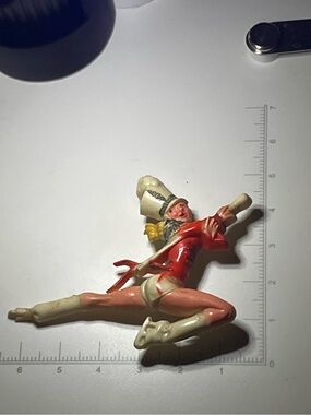 Vintage Female Drum Major Majorette Brooch Hand Painted Figural Pin Retro